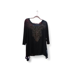 Elegant Black Embroidered Women's Blouse
